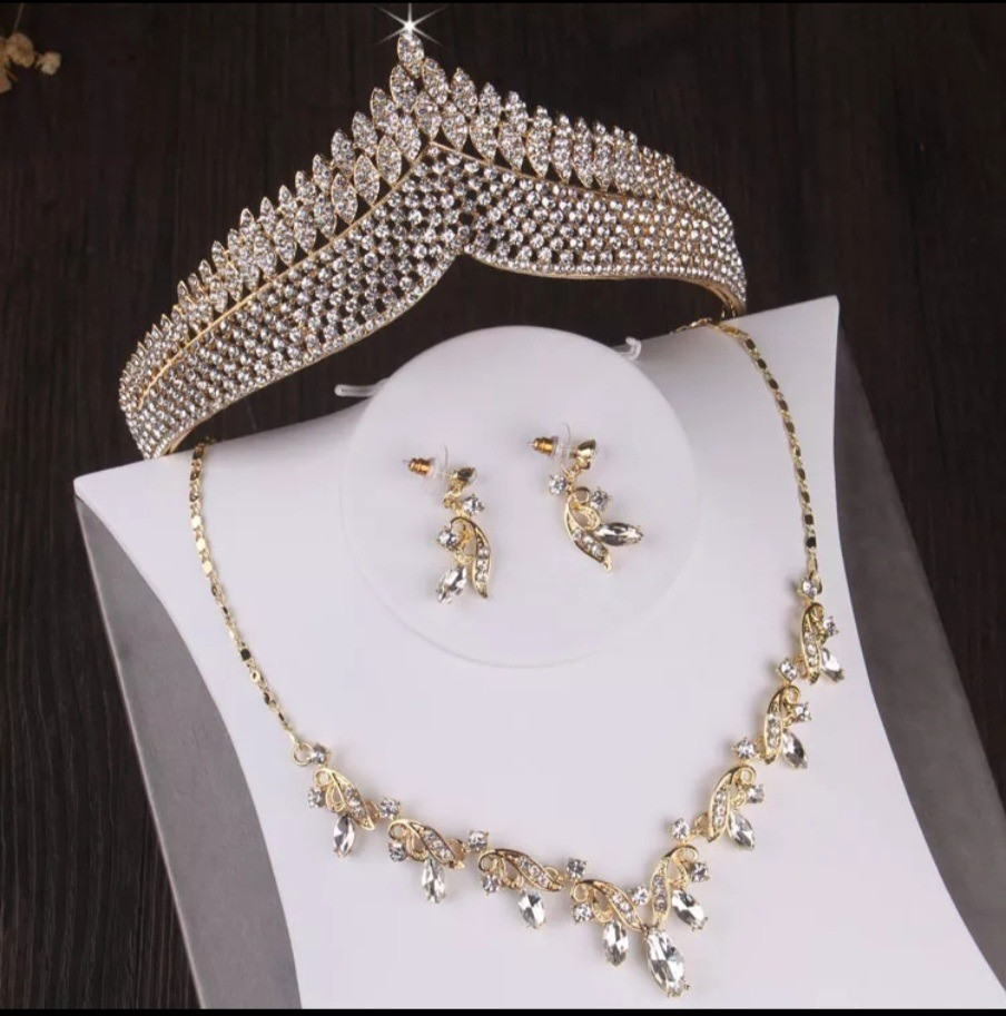 Crystal Leaf Bridal Jewelry Set