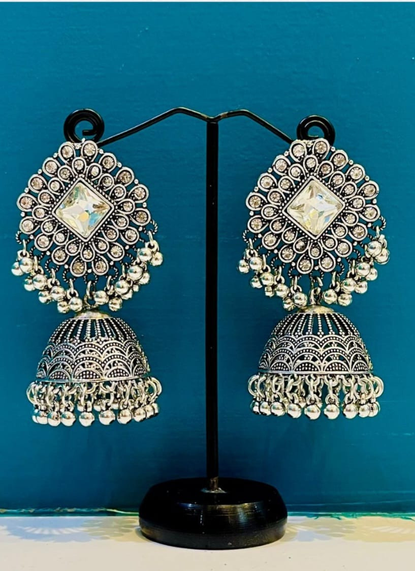 Silver Jhumka Earrings