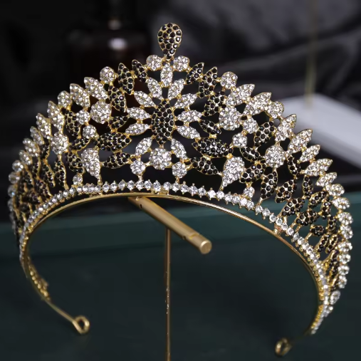 Royal Golden Crystal Tiara