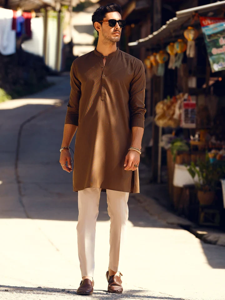 Screen Printed Kurta With Metallic Buttons