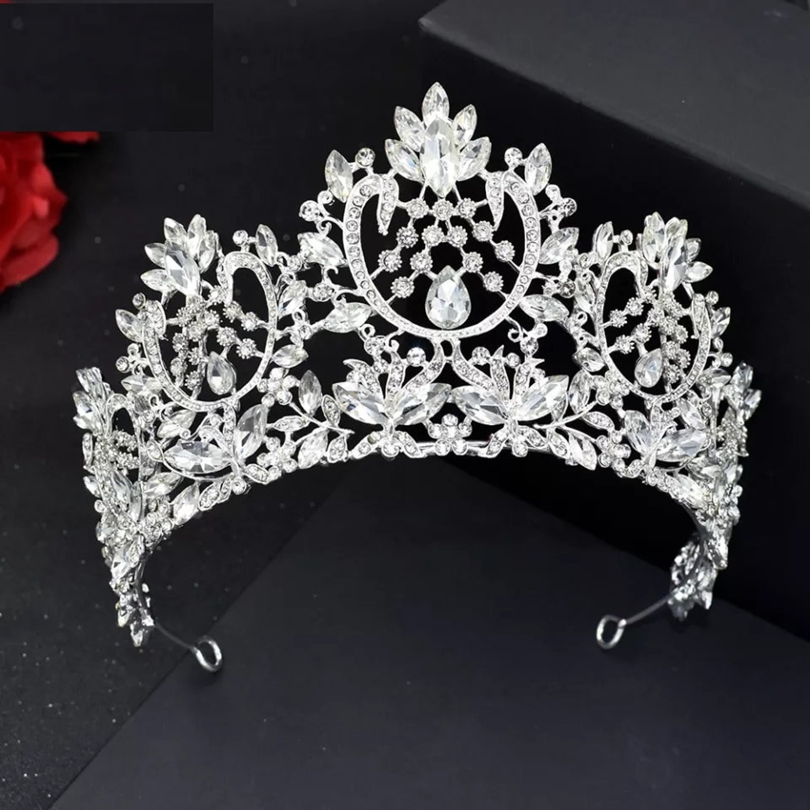 Bridal Tiara Silver 3-Piece Set | Silver | Luxury High-end Princess Tiara | Wedding | Jewelry | Headwear | Party Wear | Crown | 2025 Trend