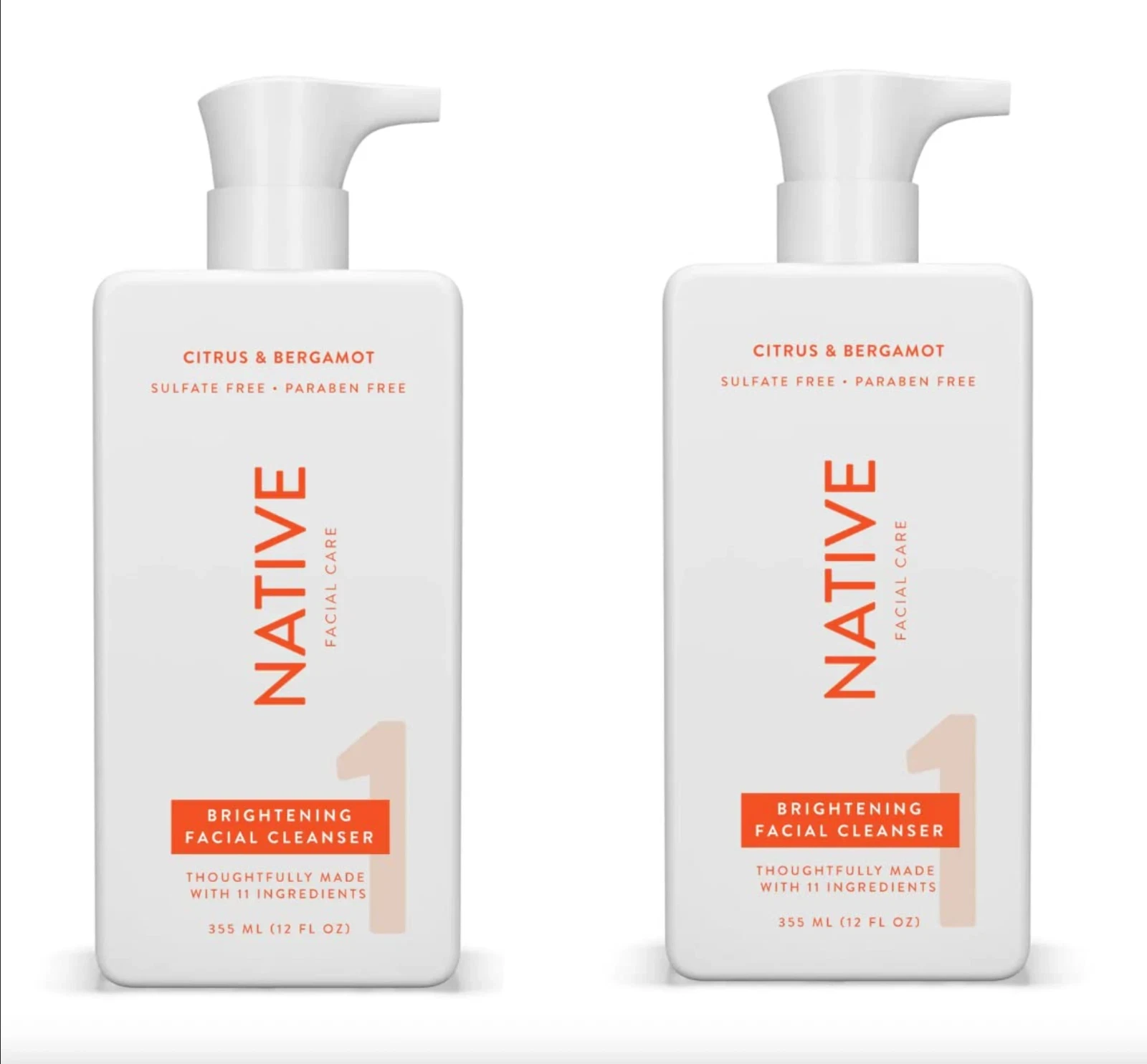 2 Pack Native Moisturizing Face Wash Bright Skin, Citrus & Bergamot, 12 fl oz