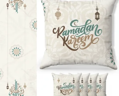 Premium Ramadan 2026 Decorations Set - Soft Velvet Table Runner (72x13") & 4-Pack Pillow Covers (18x18") - Luxury Islamic Home Decor & Eid Gift Set