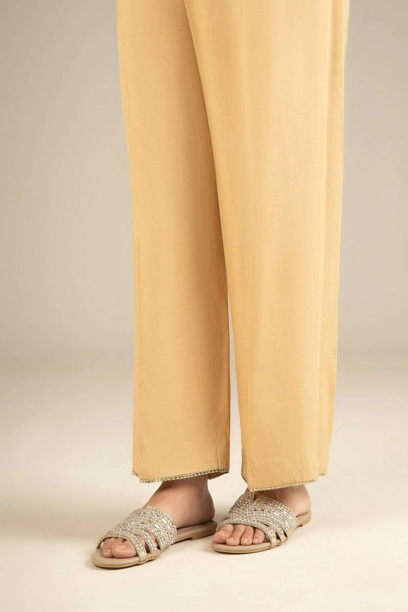 Women’s Gold  Straight Trousers | Elegant Casual & Ethnic Wear