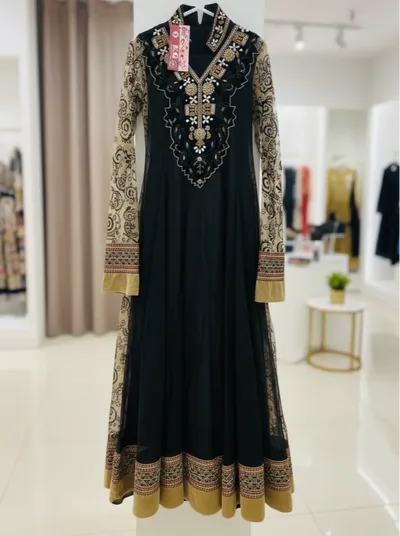 Stunning Girls’ Midnight Gold Festive 2-Piece Outfit | Hand-Embroidered Traditional Party Wear for 8-Year-Olds