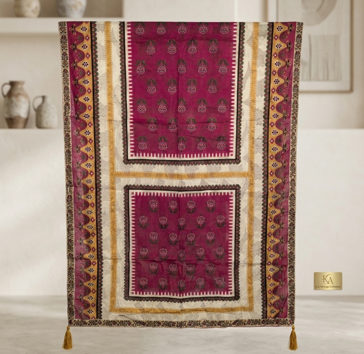 Sapphire Luxury: Bloom Broche Jacquard