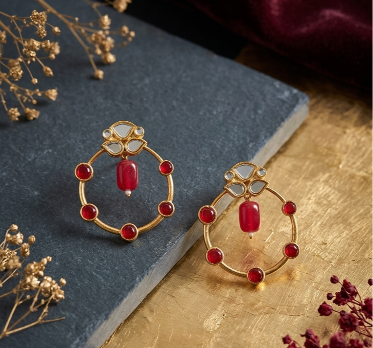 Maria B. Ruby Red Handcrafted Glass Earrings – Classic Day-Wear