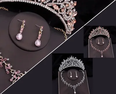Royal Silver Crystal Bridal Jewelry Set: Tiara, Necklace & Earrings