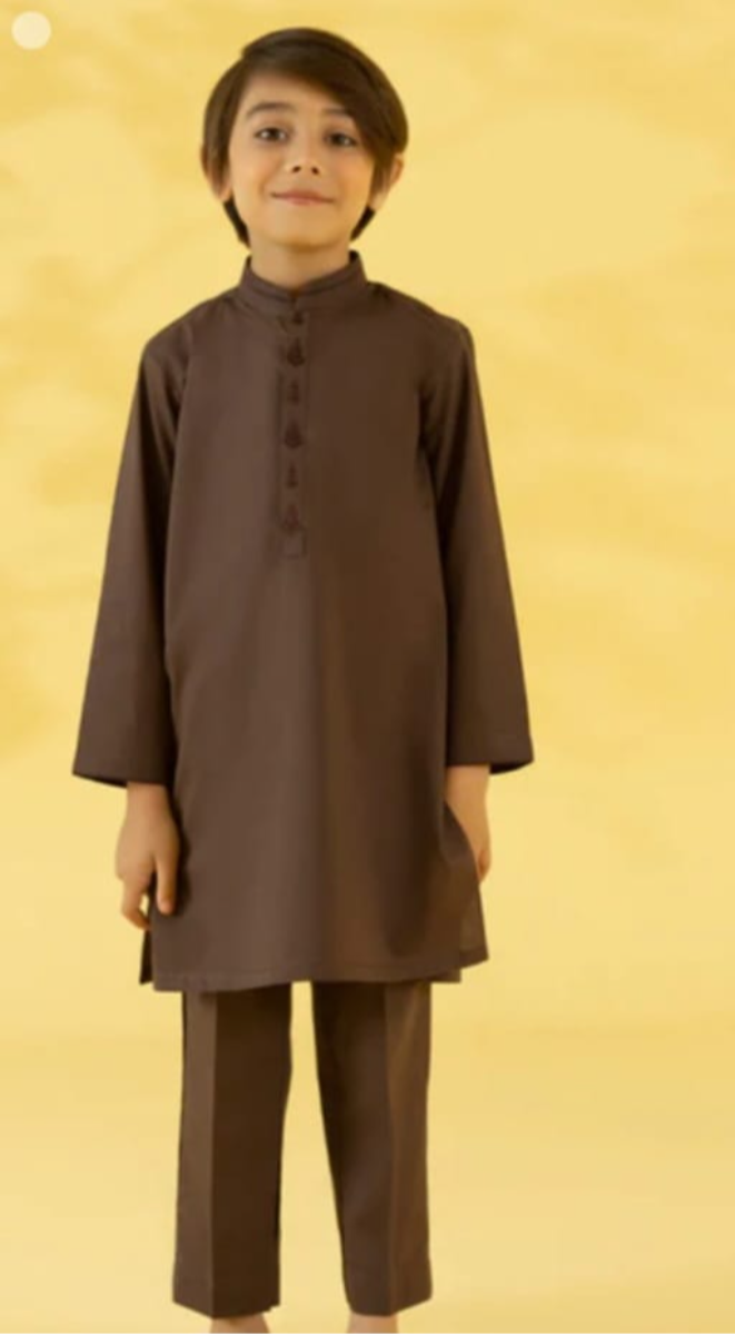 Kids Boys Traditional Brown Kurta Shalwar Set – Comfortable Ethnic Wear