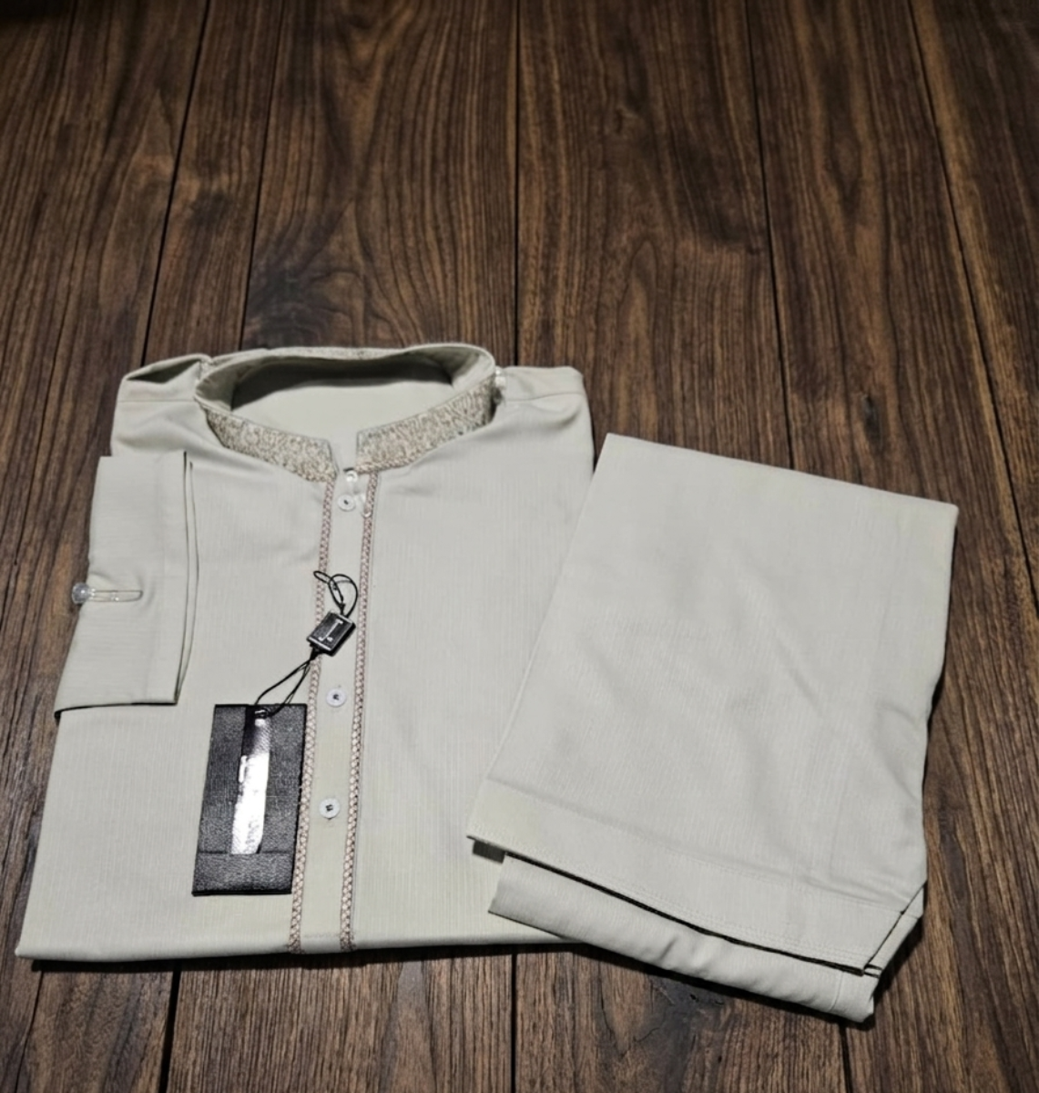 Original J. Smoke Grey Embroidered Kurta Shalwar - Small